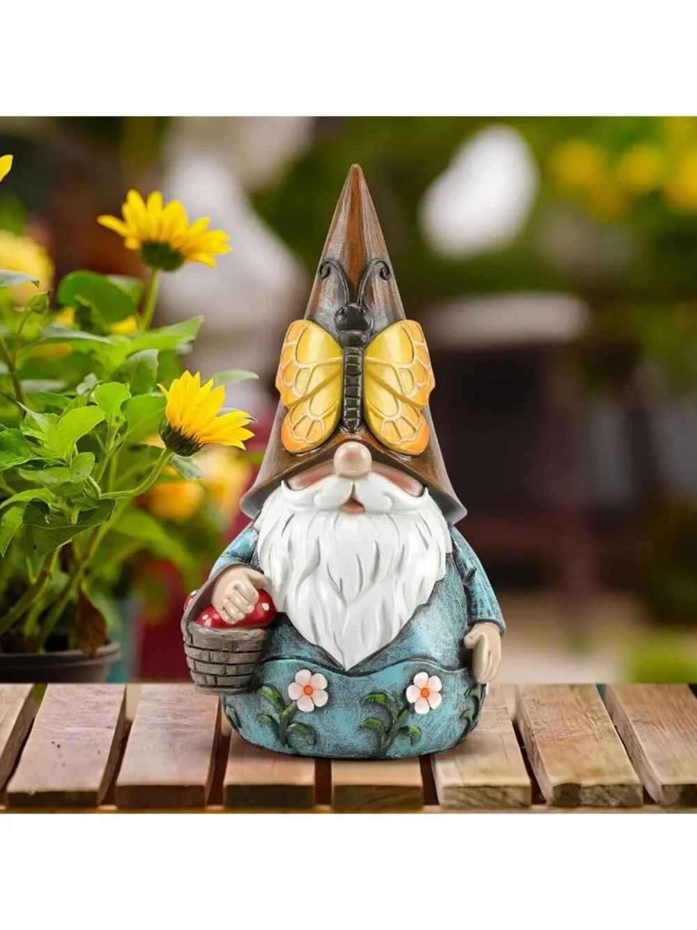 Charming Butterfly Garden Gnome Statue - 7.3